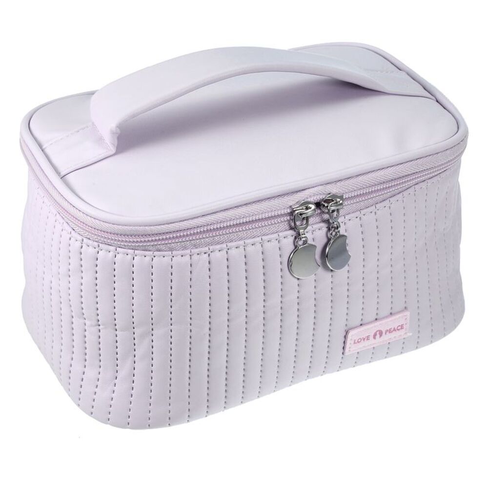 Polyurethane Leather Travel Large Makeup Organizer Toiletry Bag Purple